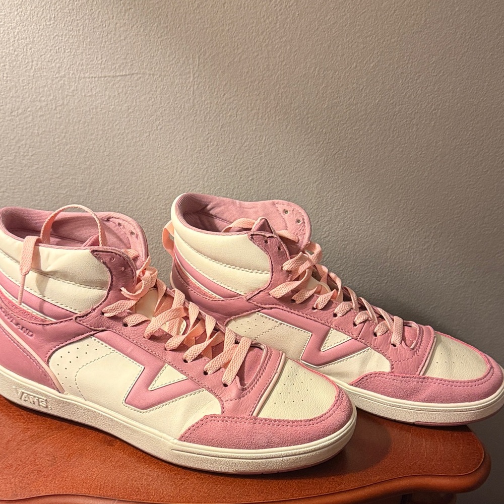 Vans Pink and Cream High-Top Sneakers